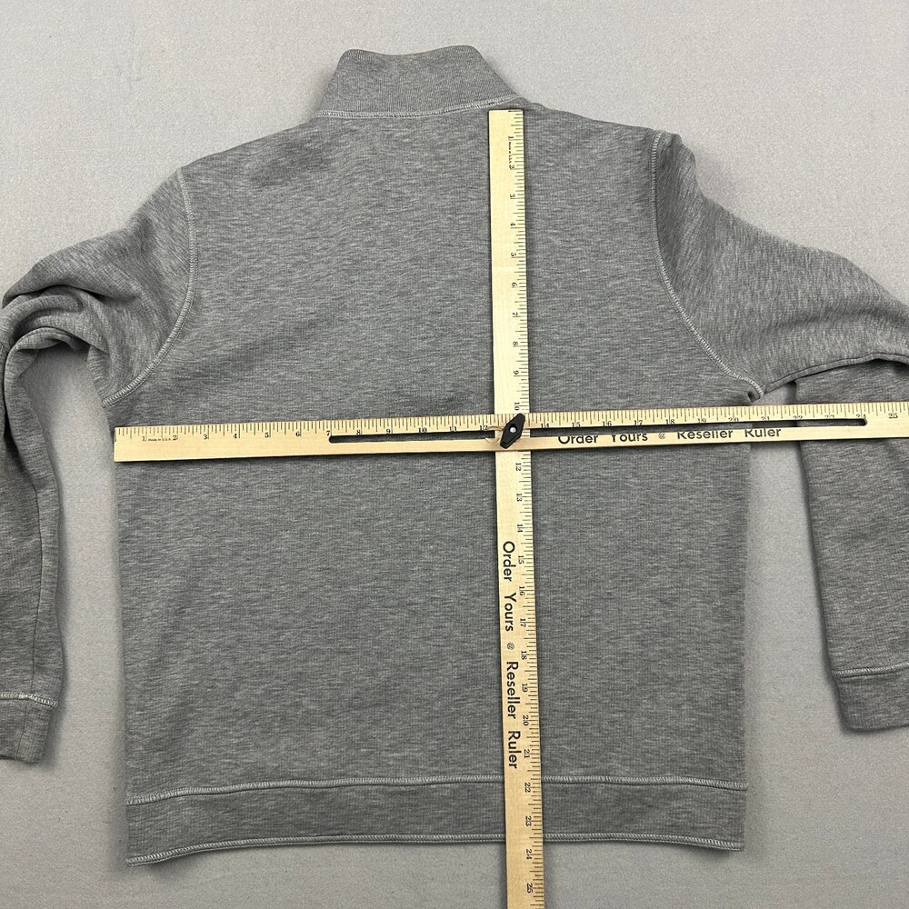 BOSS Hugo Boss Sweater Men Large Gray 1/4 Zip Elbow Patch Cotton Pullover L - Picture 8 of 11